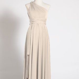 Bridesmaid Wrap Dress Maxi One Size Champagne Maternity-friendly